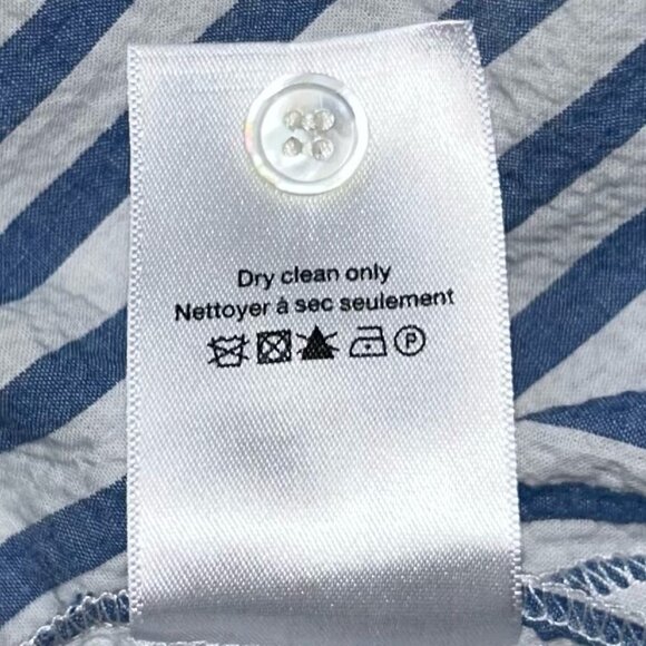 Veronica Beard Calisto Washed Blue White Ruffle Collar Button Revolve Shirt S - Picture 11 of 14